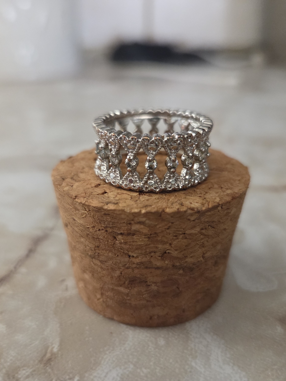 Sparkling Silver Crystal Openwork Eternity Ring - Silver